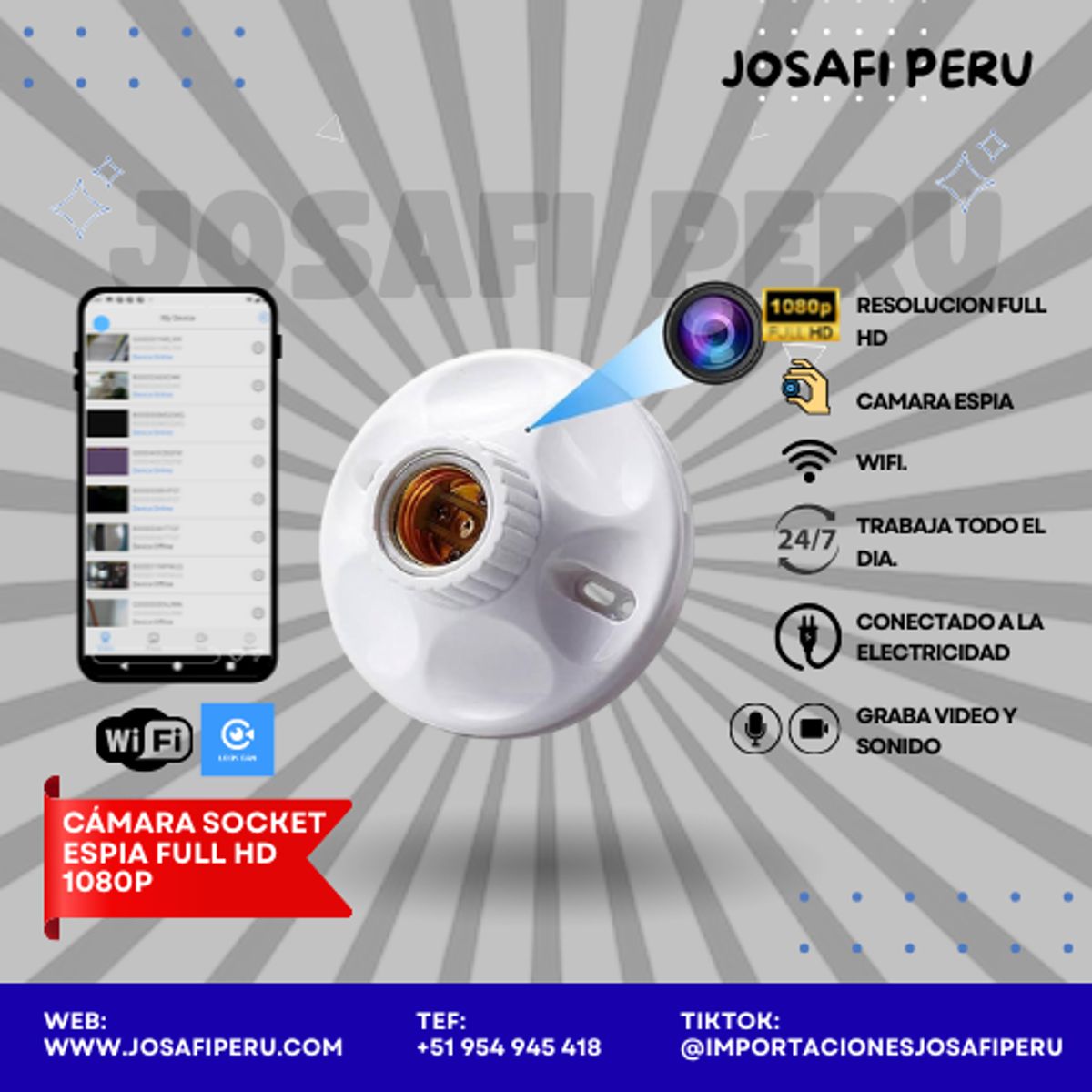 GENERICO - CAMARA VIGILANCIA SOCKET WIFI FULL HD