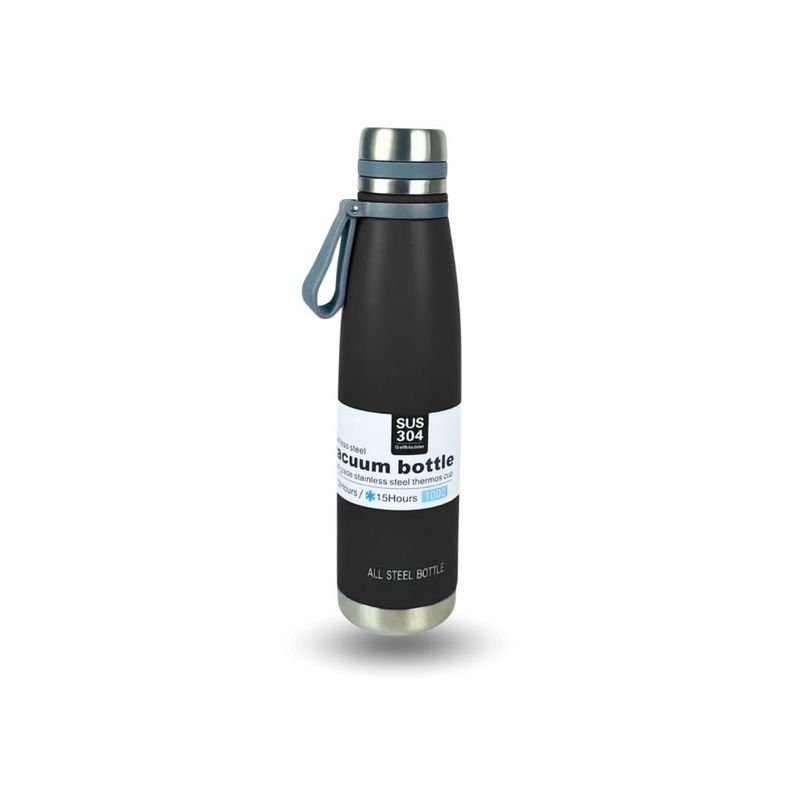 GENERICO - Botella Termica Acero Inoxidable 1L - Negro