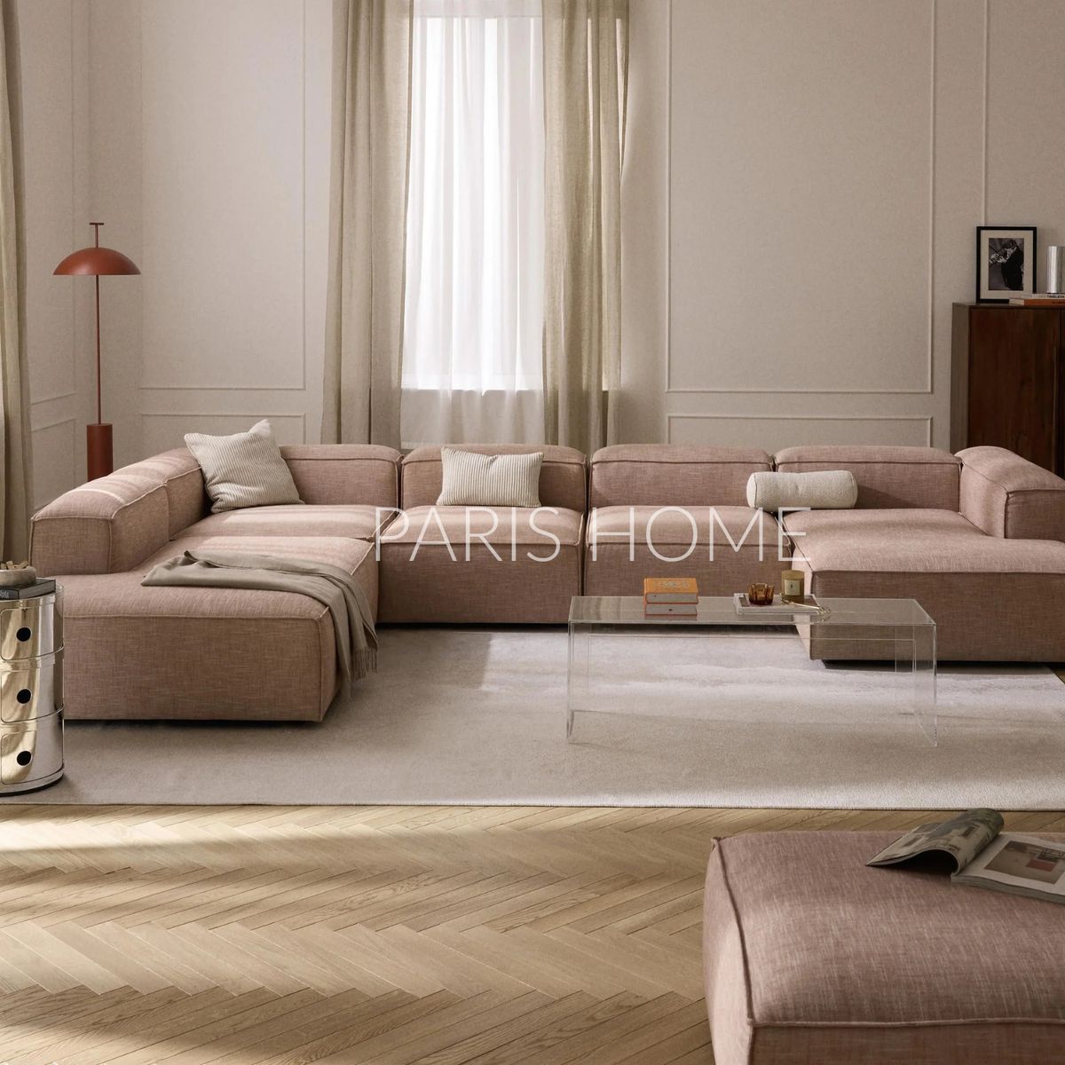 GENERICO - Seccional Izquierdo Rinconera 6 Plazas Monarch Lino  - Rojo Oxido