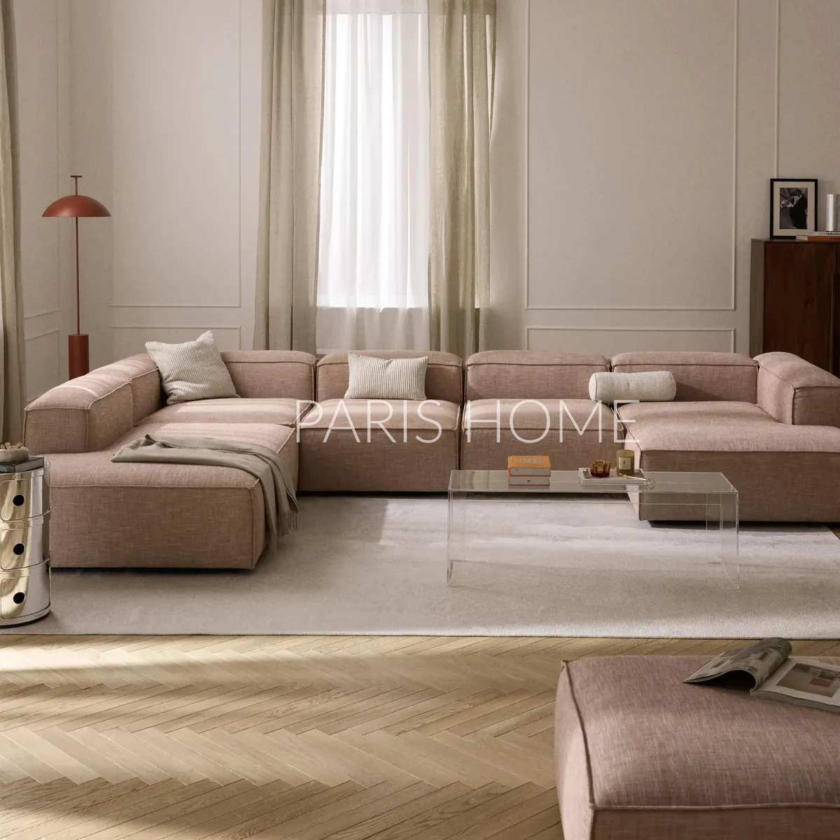 GENERICO - Seccional Izquierdo Rinconera 6 Plazas Monarch Lino  - Rojo Oxido