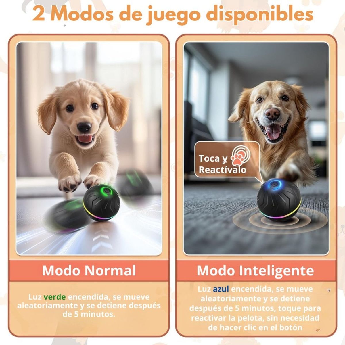 GENERICO - Pelota Interactiva para Perros Juguete LED de Rebote