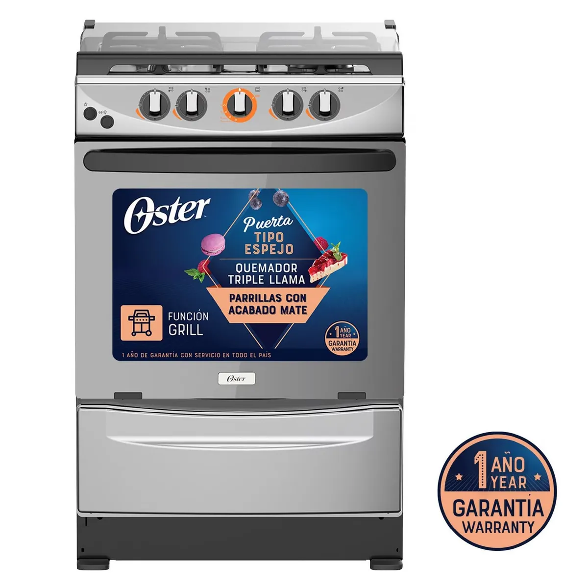 OSTER - COCINA OSTER 24 OS-PGSGMICA24HSGM FUNCIÓN GRILL TRIPLE LLAMA