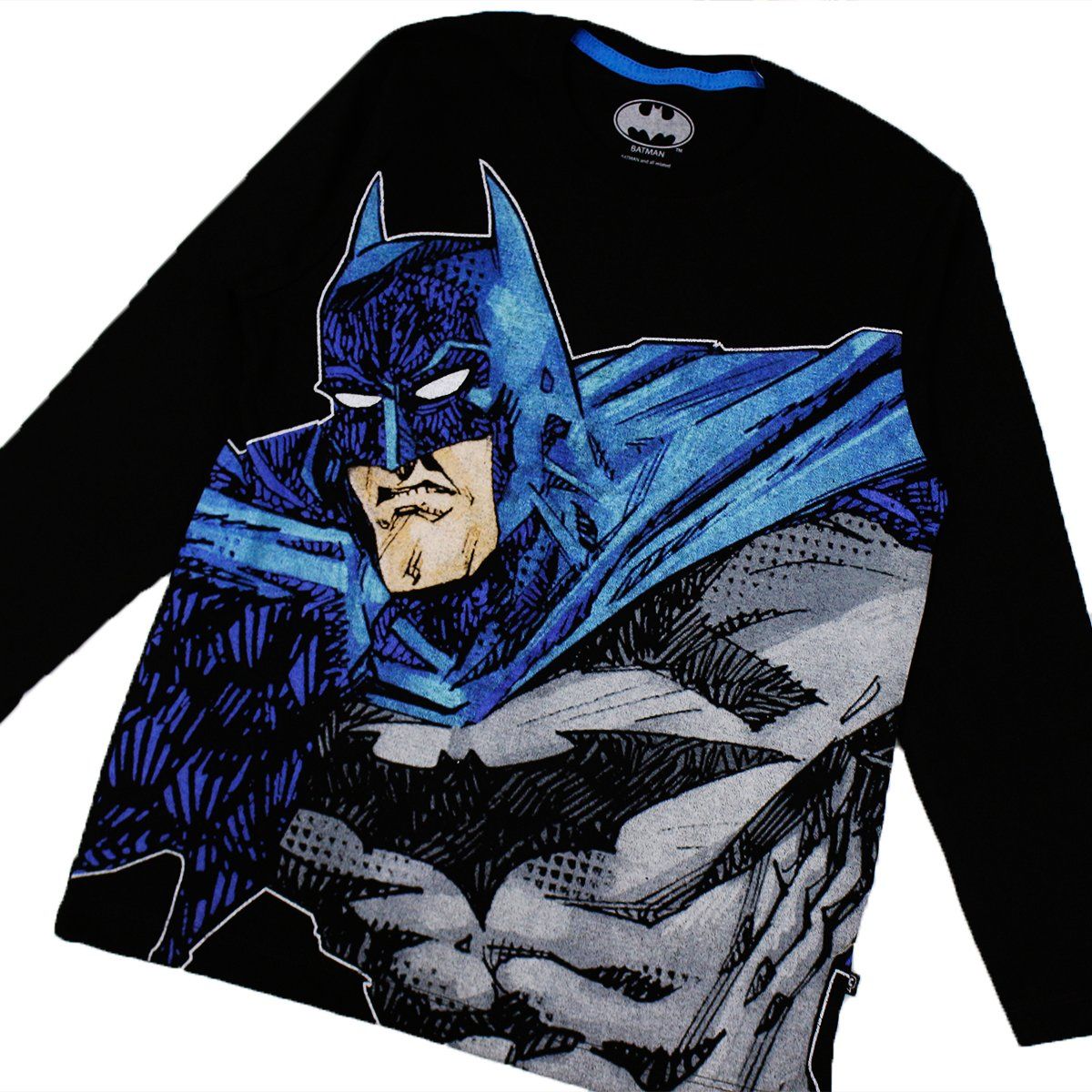 DC COMICS - POLO BAS ML NIÑO BATMAN NEGRO