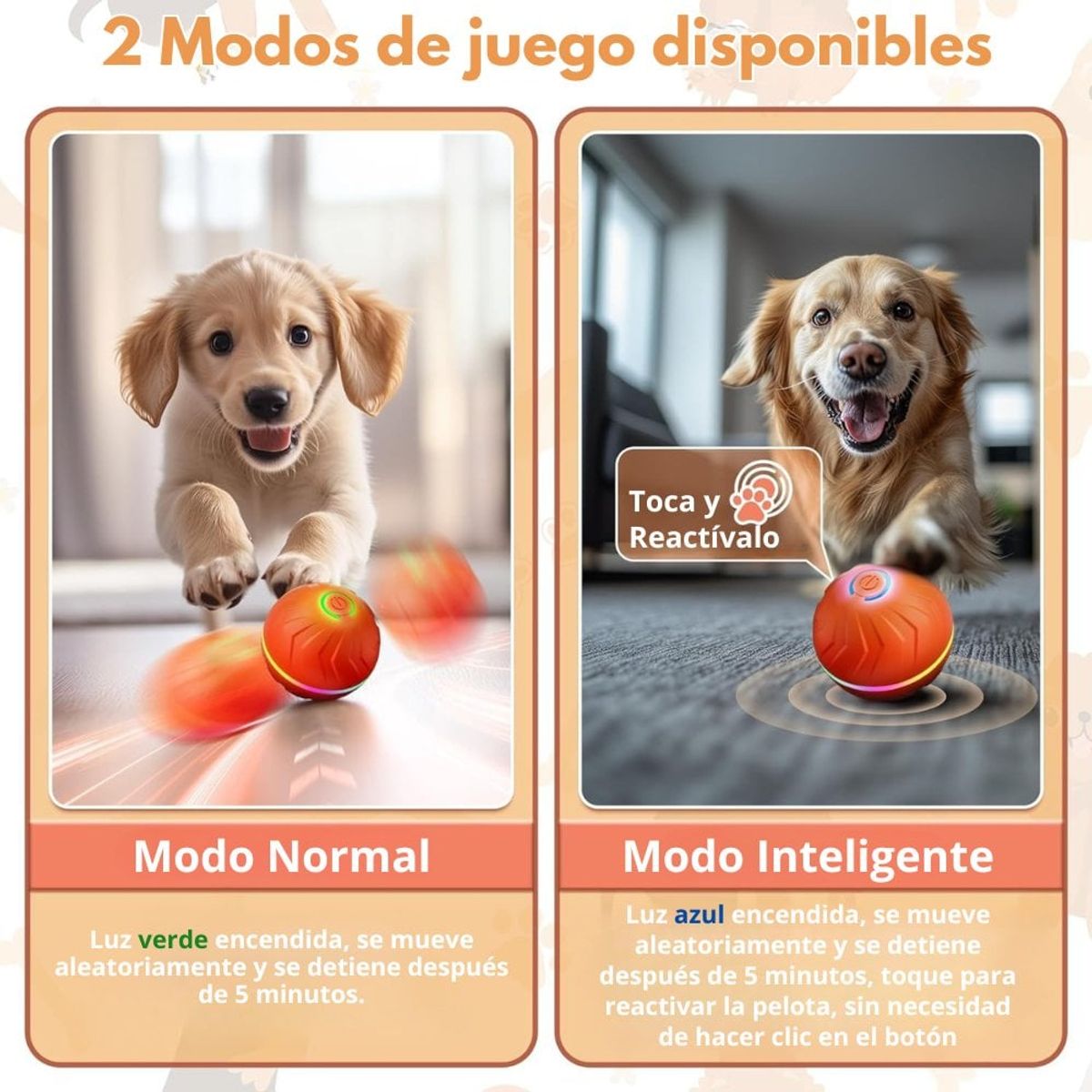 GENERICO - Pelota Interactiva para Perros Juguete LED de Rebote