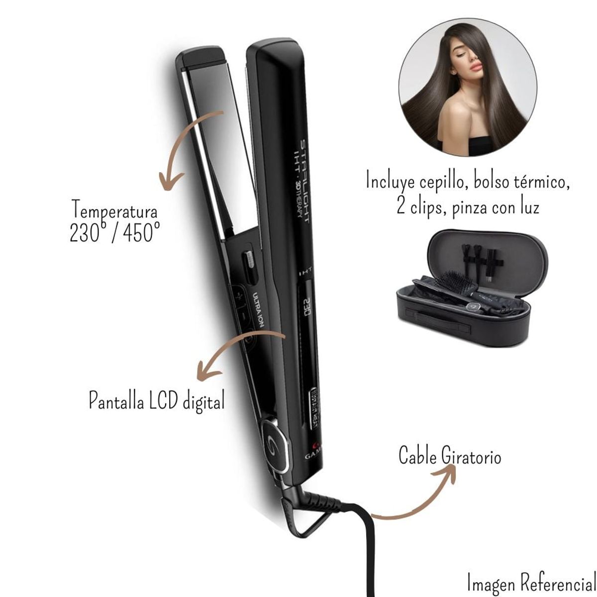 GAMA - Plancha Alisadora Gama Digital Starlight 3D SET BEAUTY