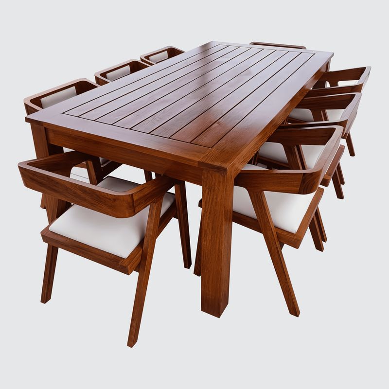 STIL NOVO - JUEGO DE COMEDOR DE TERRAZA EMMA MARFIL 8 SILLAS