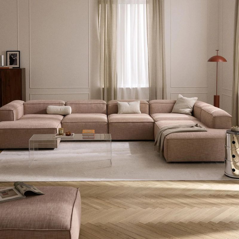 GENERICO - Seccional Derecho Rinconera 6 Plazas Monarch Lino - Rojo Oxido