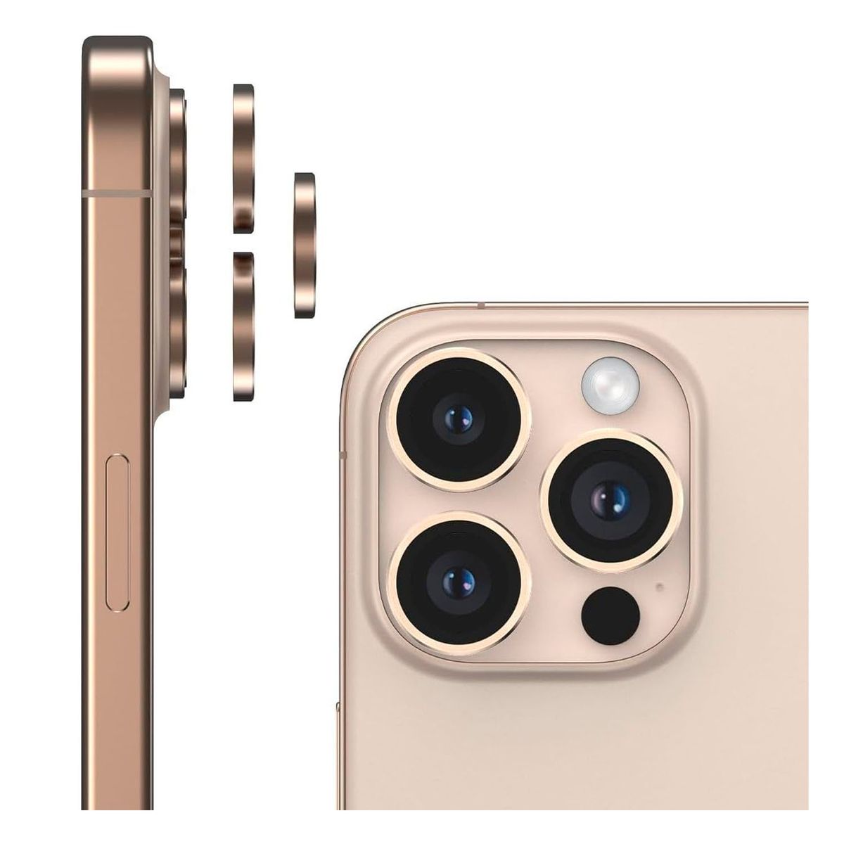 GENERICO - Protectores individuales para lentes de cámaras iPhone 16 Pro Gold