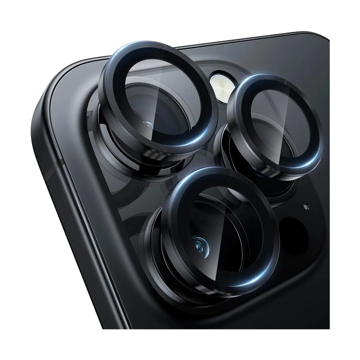 GENERICO - Protector individual para lentes de cámaras iPhone 15 Pro Max Negro