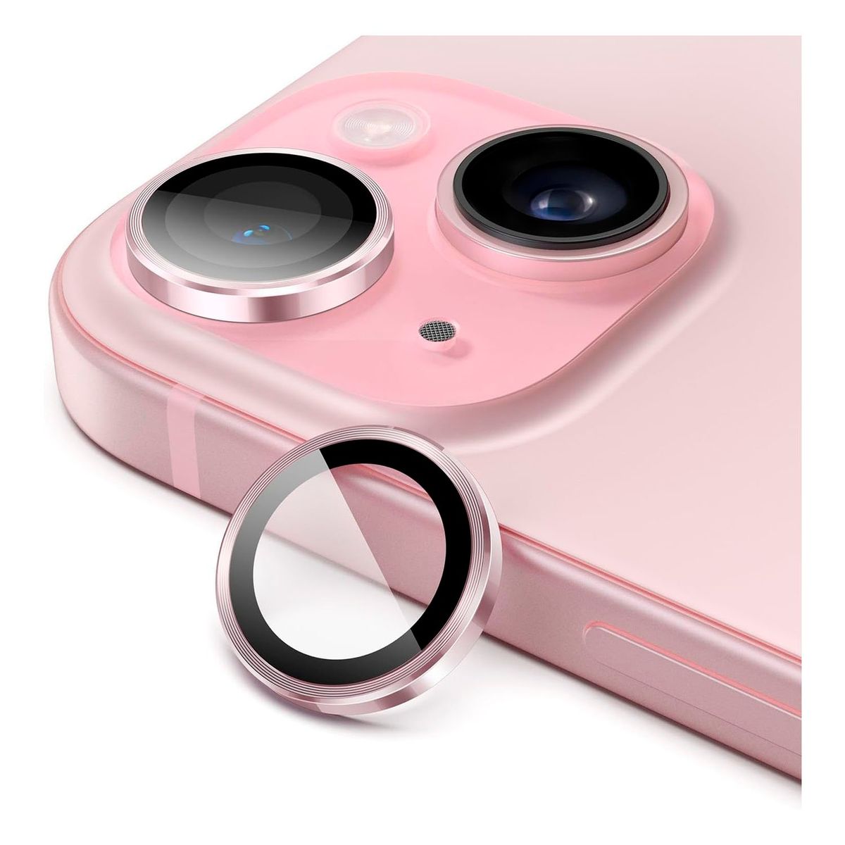 GENERICO - Protector individual para lente de cámaras iPhone 15 Y 15 Plus Rosa