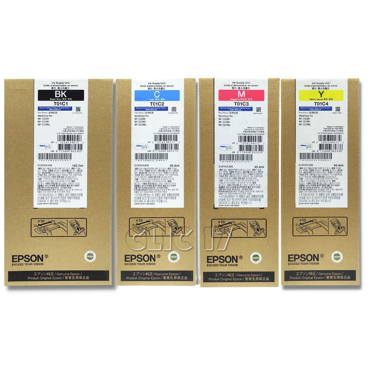 EPSON - Kit Bolsa de Tinta T01C Negro Cian Magenta Amarillo Original