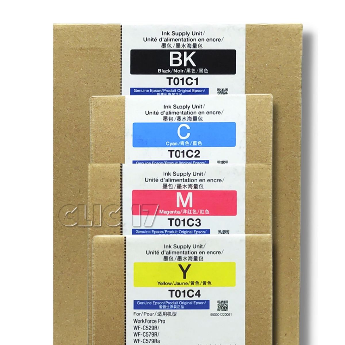 EPSON - Kit Bolsa de Tinta T01C Negro Cian Magenta Amarillo Original