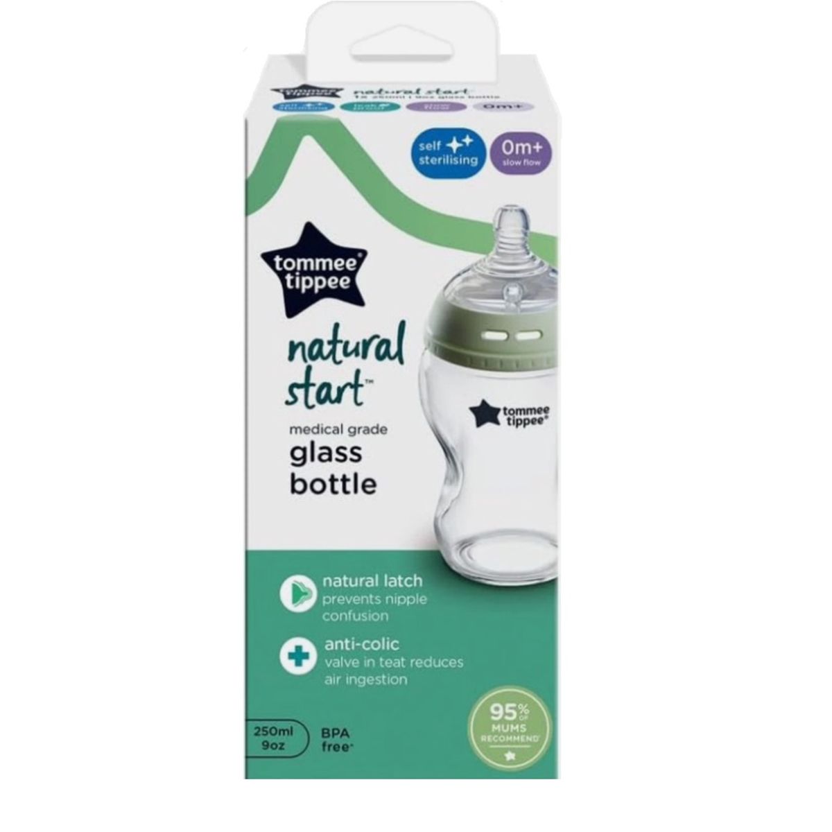 TOMMEE TIPPEE - Biberon De Vidrio Recien Nacido Nature Start 9oz - 250ml