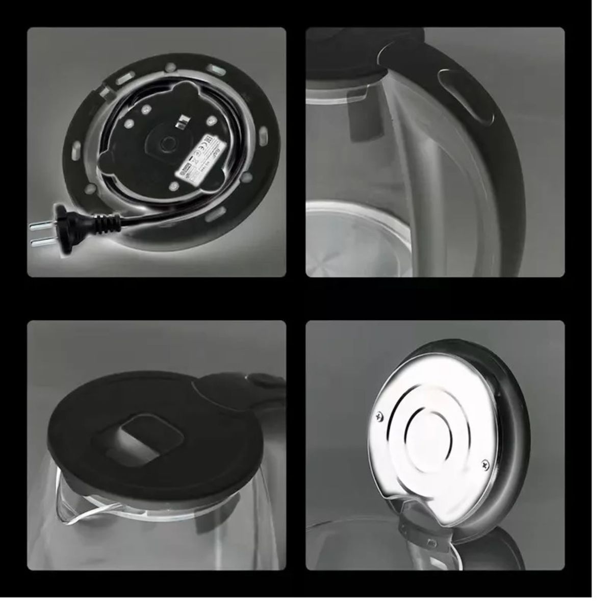 RAFF - HERVIDOR DE VIDRIO TRANSPARENTE 2L LUZ LED NEGRO