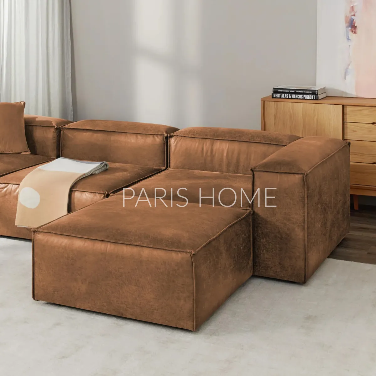 GENERICO - Seccional Rinconera 4 Plazas Monarch Ultracuero - Marrón