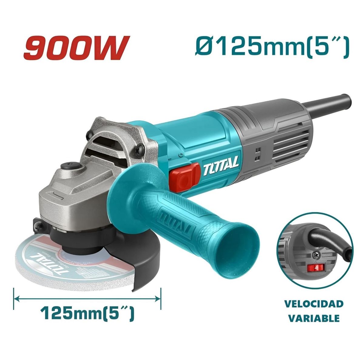 TOTAL TOOLS - Amoladora angular 900w 4½ 115mm esmeril total - TG109125565