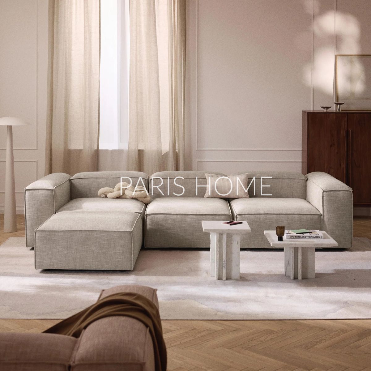 GENERICO - Seccional Rinconera 4 Plazas Monarch Lino - Gris