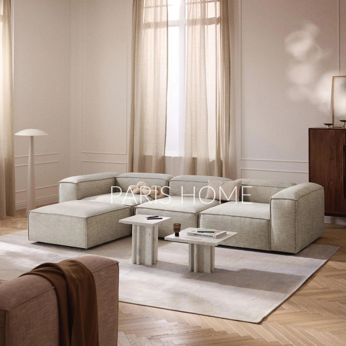 GENERICO - Seccional Rinconera 4 Plazas Monarch Lino - Gris