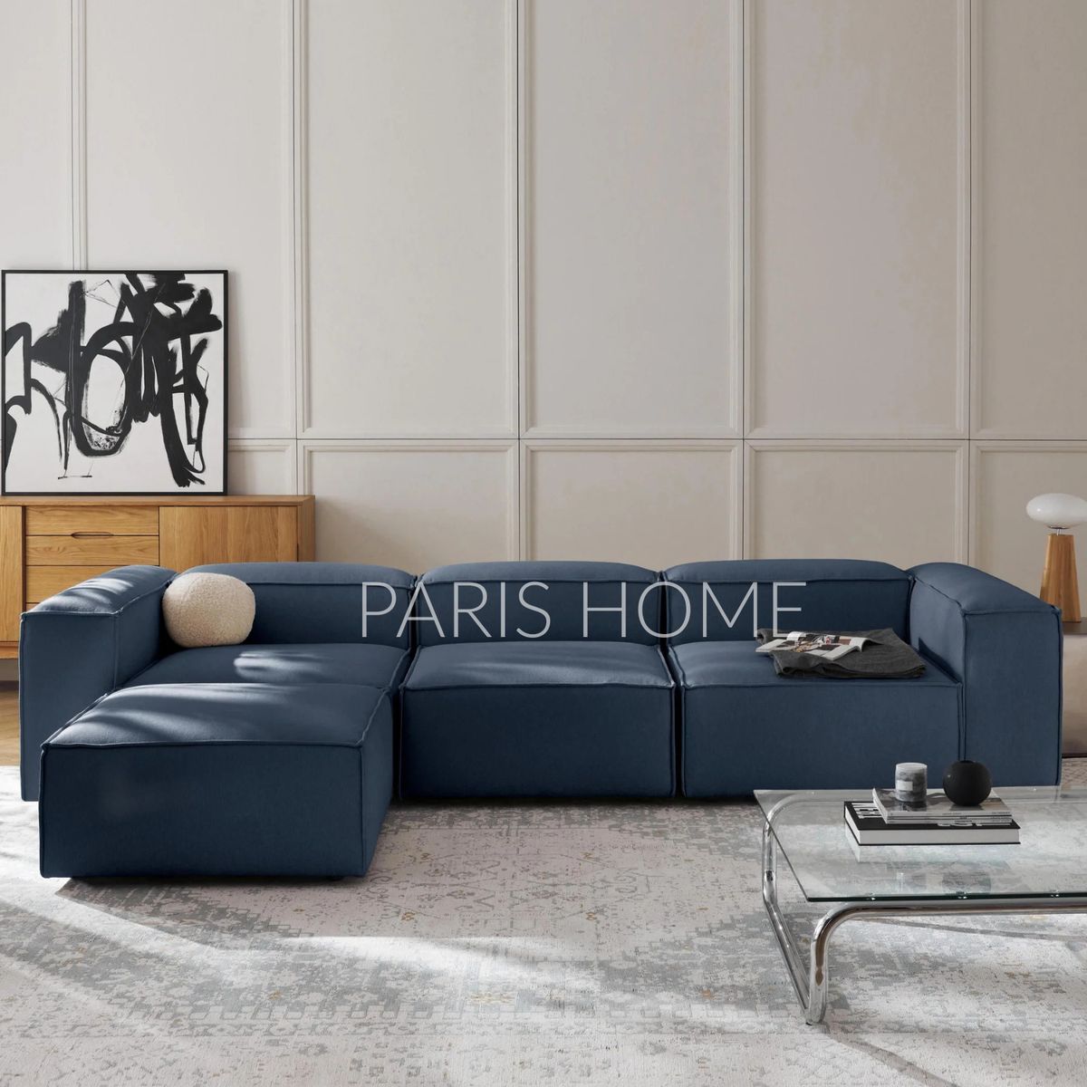 GENERICO - Seccional Rinconera Monarch 4 Plazas Tejido - Azul Oscuro