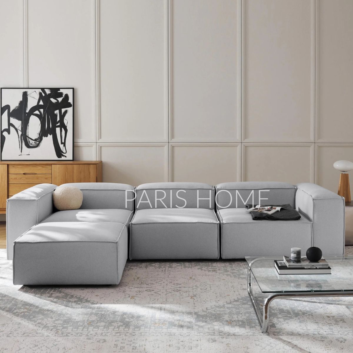 GENERICO - Seccional Rinconera 4 Plazas Monarch Tejido - Gris