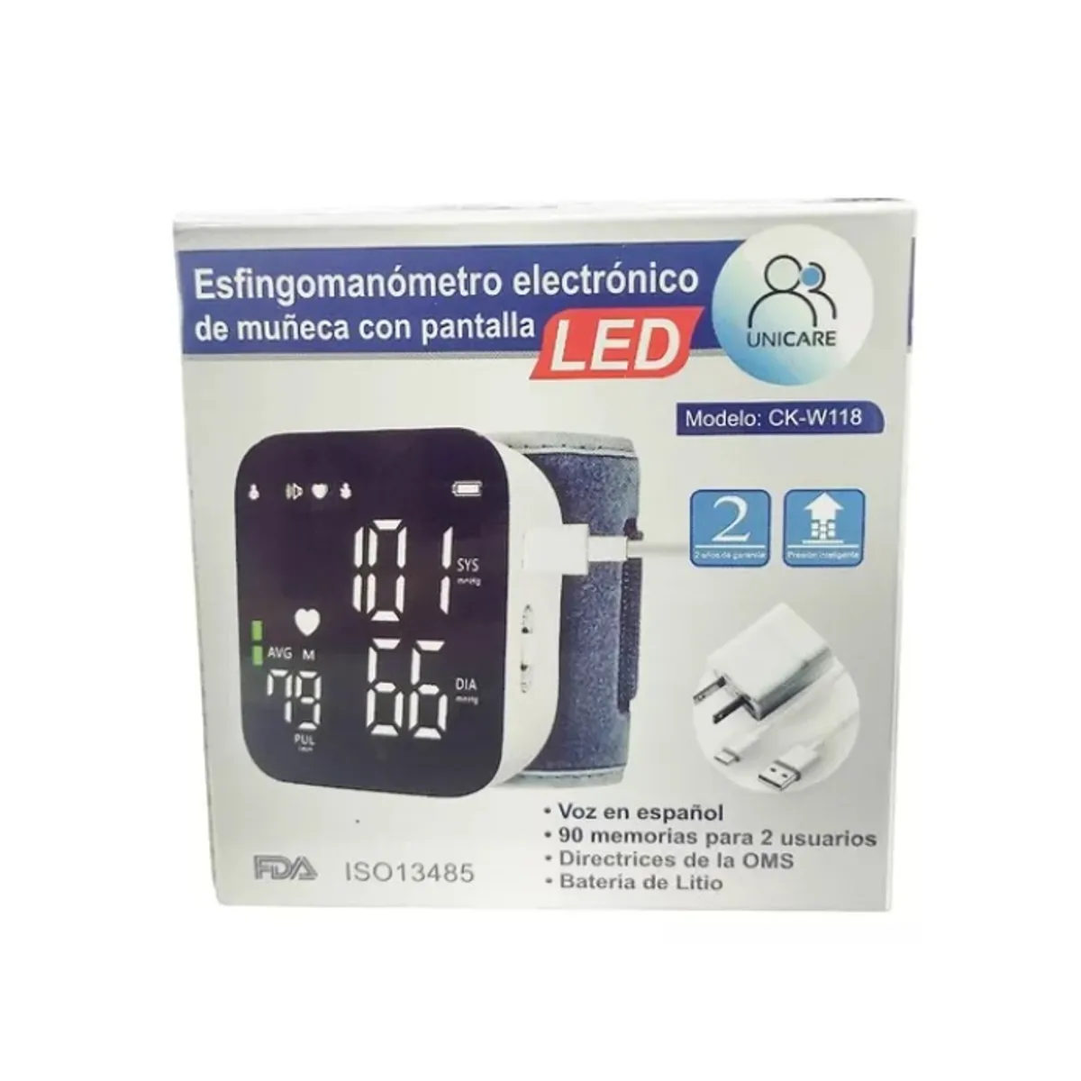 GENERICO - Tensiómetro DE MUÑECA Digital Batería Recargable Con Altavoz