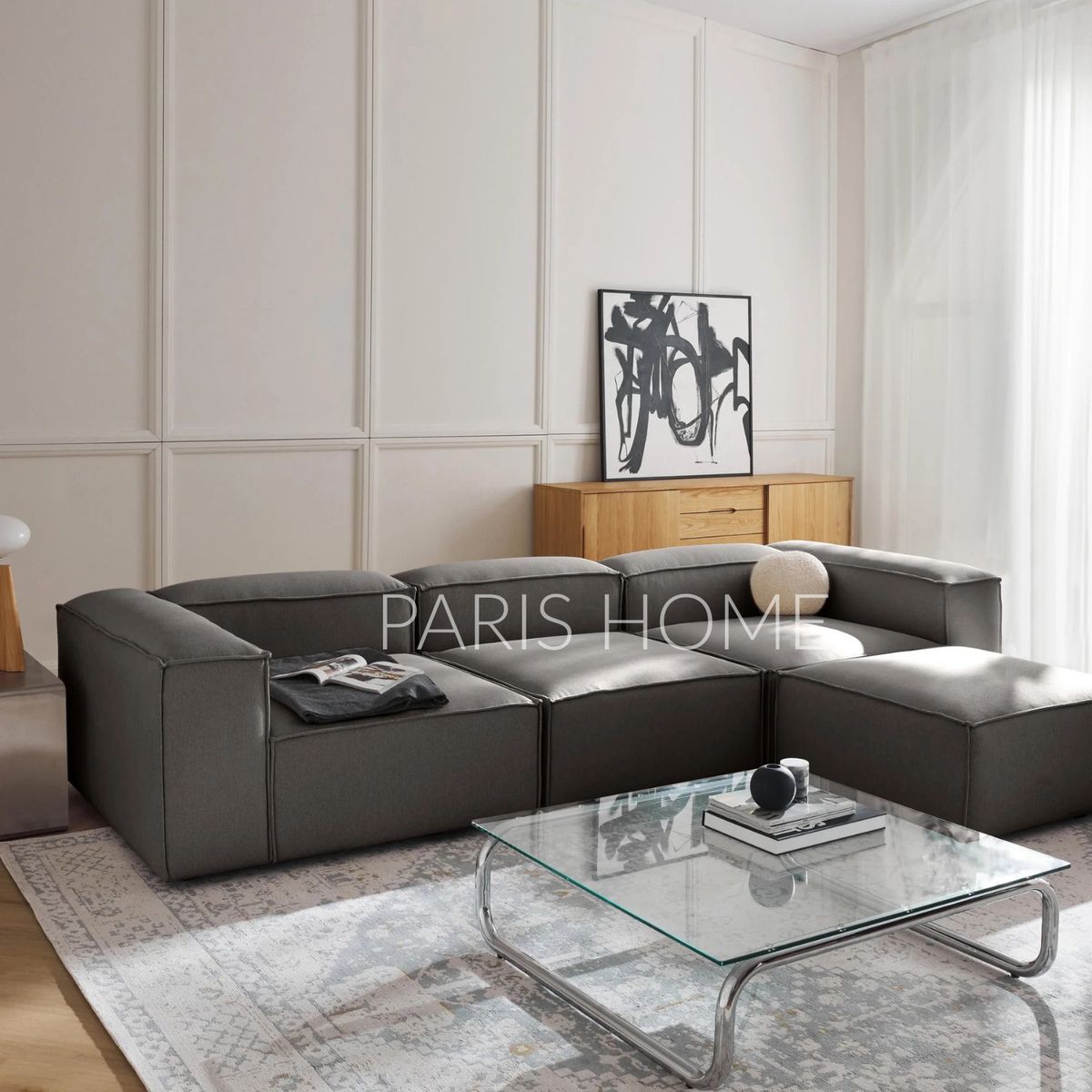 GENERICO - Seccional Rinconera 4 Plazas Monarch Tejido - Gris Oscuro