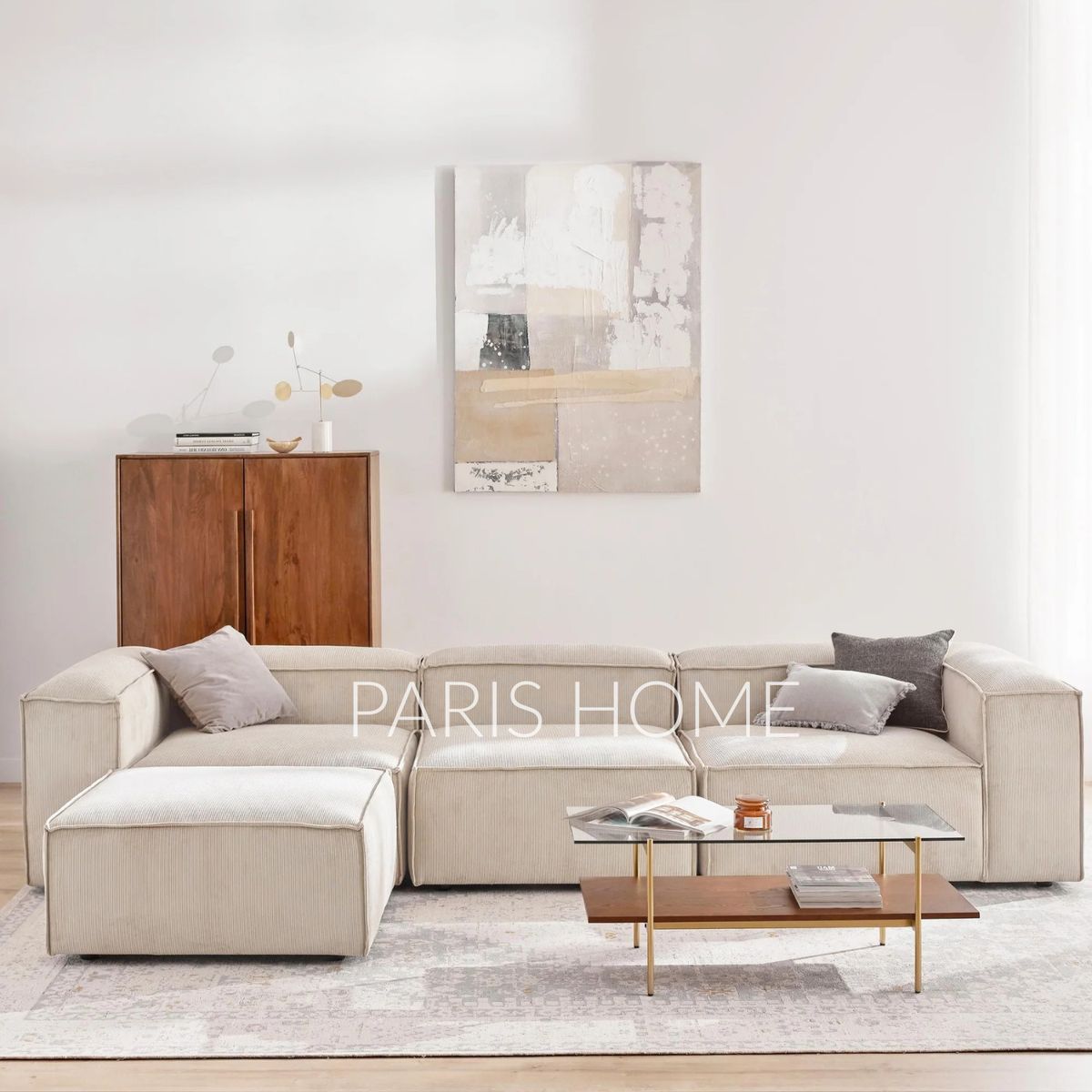 GENERICO - Seccional Rinconera 4 Plazas Monarch Pana - Beige Claro