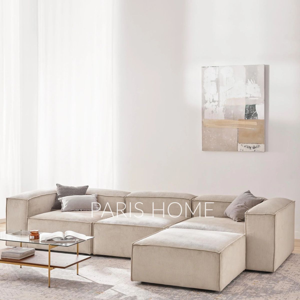 GENERICO - Seccional Rinconera 4 Plazas Monarch Pana - Beige Claro