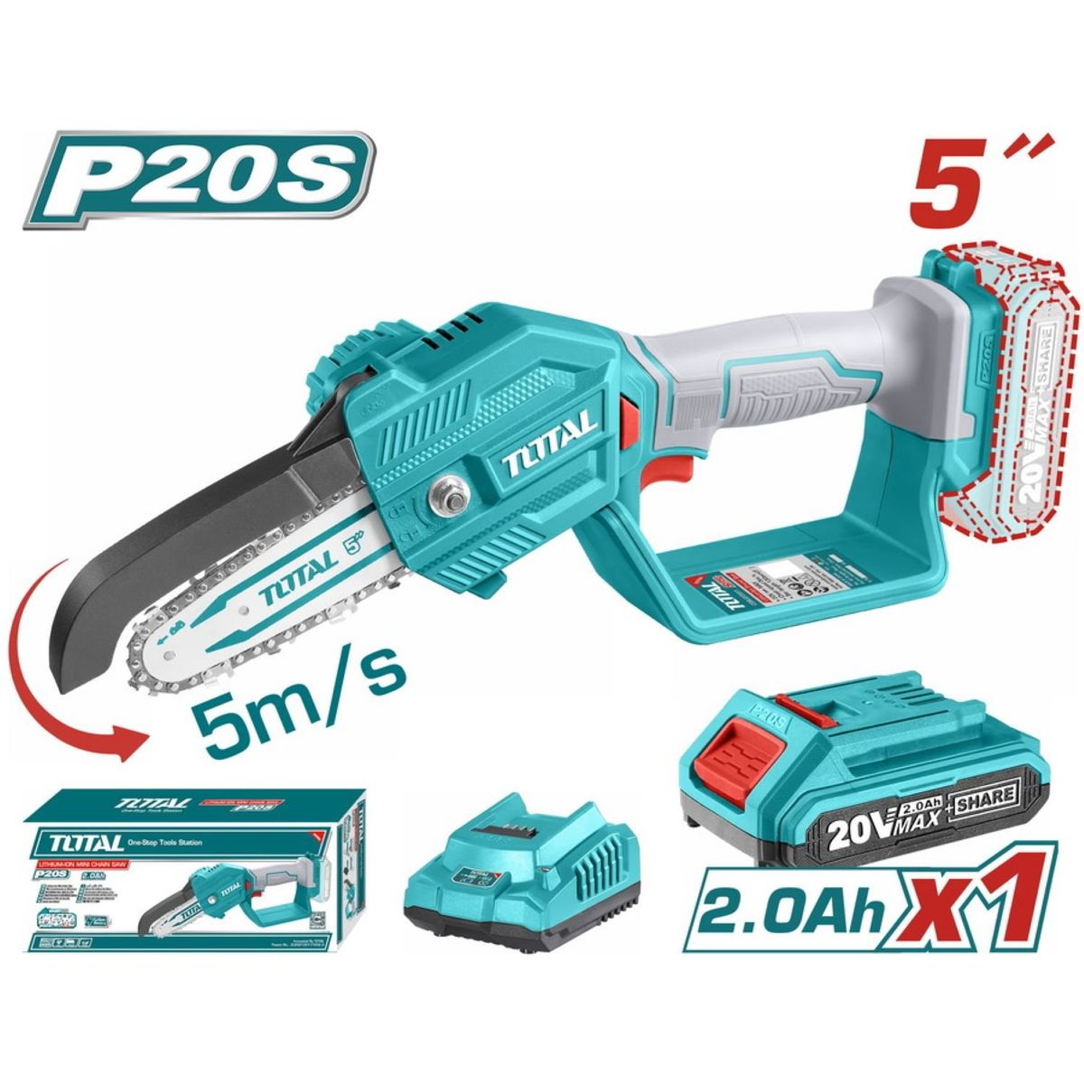 TOTAL TOOLS - Mini Motosierra Total 5 Pulgadas Equipo Completo-TGSLI20581