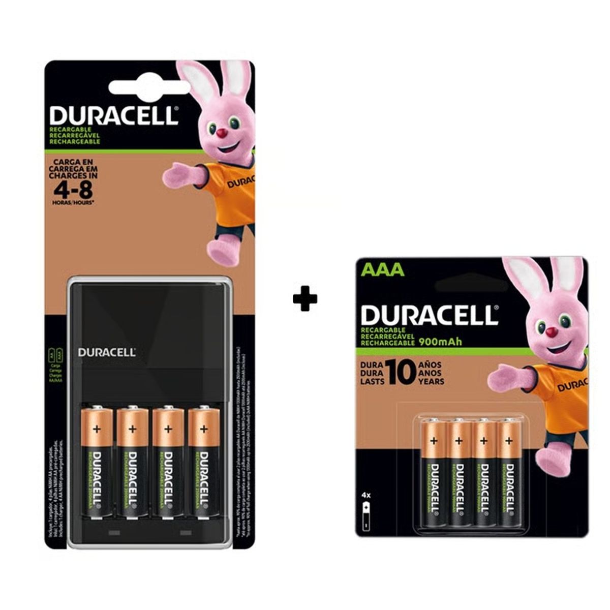 DURACELL - Cargador de Pilas Duracell + 8 Pilas AA de 2500 mAh