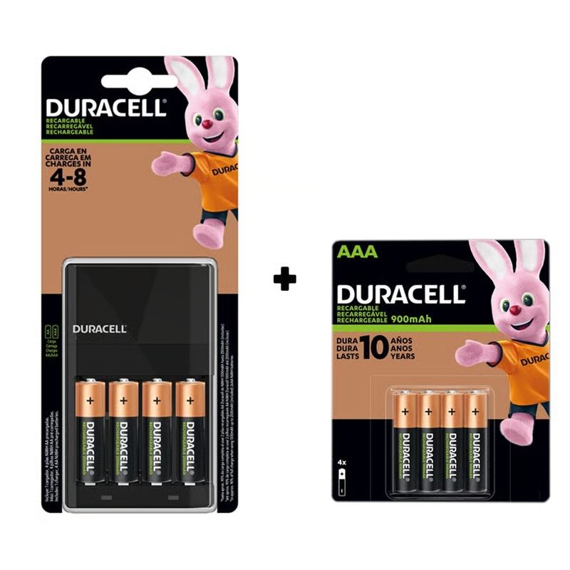 DURACELL - Cargador de Pilas Duracell + 8 Pilas AA de 2500 mAh