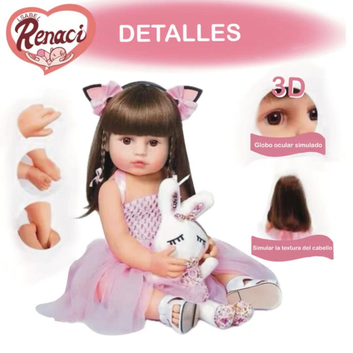 LSABEL RENACI - Muñeca Reborn Bebé Realista De Silicona Lavable