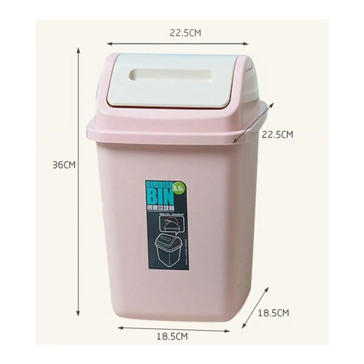 GENERICO - Papelera Elegante Vintage Con tapa Abatible Multiuso Rosado