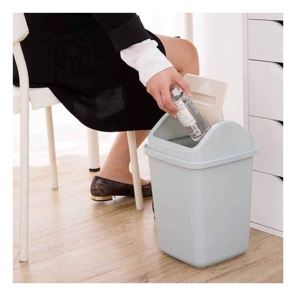 GENERICO - Papelera Elegante Vintage Con tapa Abatible Multiuso Celeste