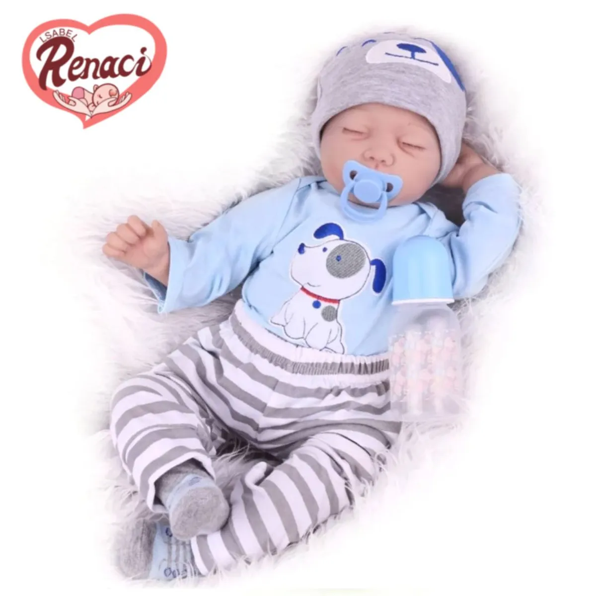 LSABEL RENACI - Muñeca Bebé Reborn De Silicona y Algodón 55cm