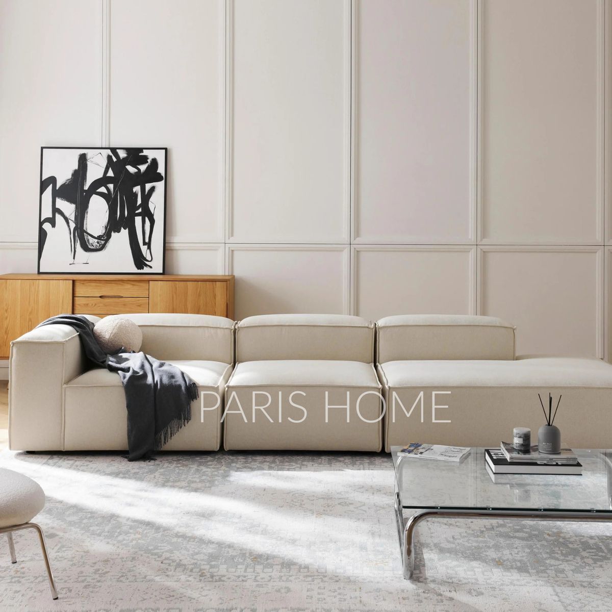 GENERICO - Seccional Izquierdo Divan Modular Grande Monarch Tejido - Blanco