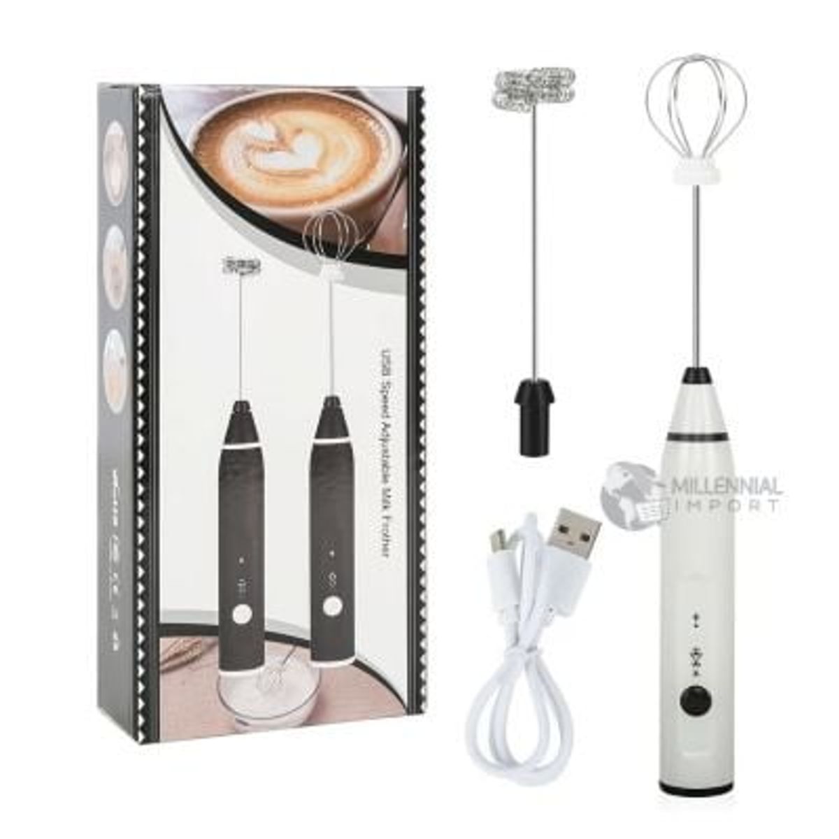 GENERICO - Mini Batidora Espumadora Electrica Recargable para Capuchino