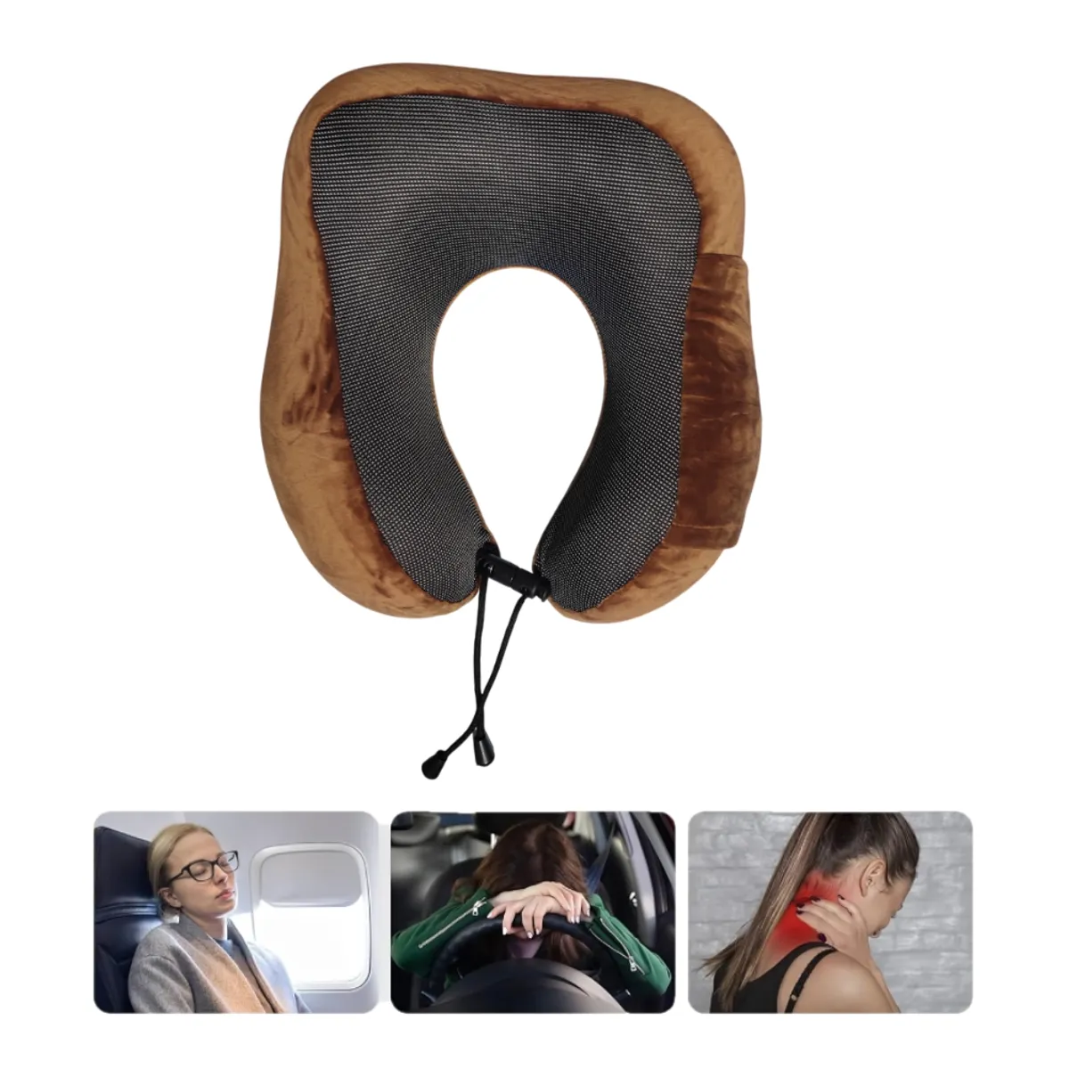 GENERICO - Almohada cojin de viaje para cuello - Marrón