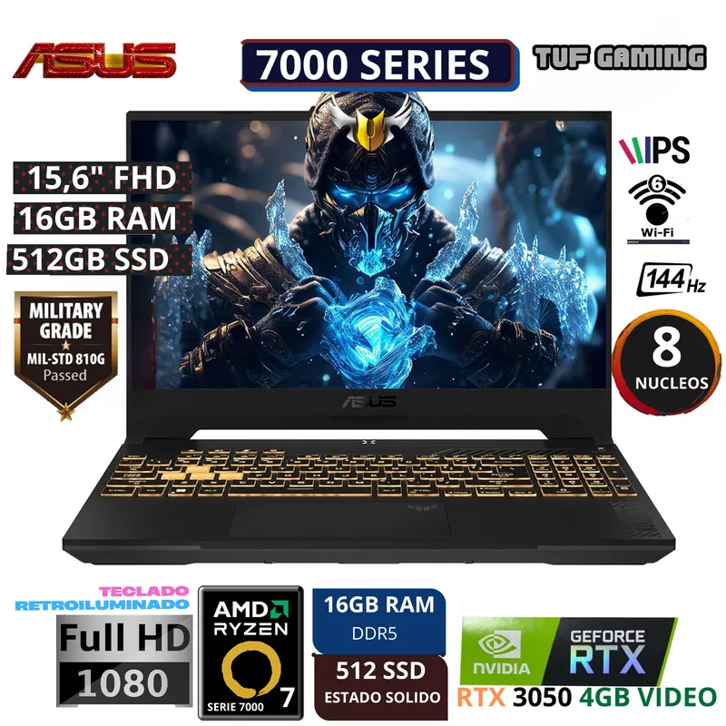 ASUS - ASUS TUF GAMING FA506NCR-HN005W AMD RYZEN 7-7435HS 16GB 512SSD 4GB VIDEO RTX 3050 15.6 FHD WIN 11