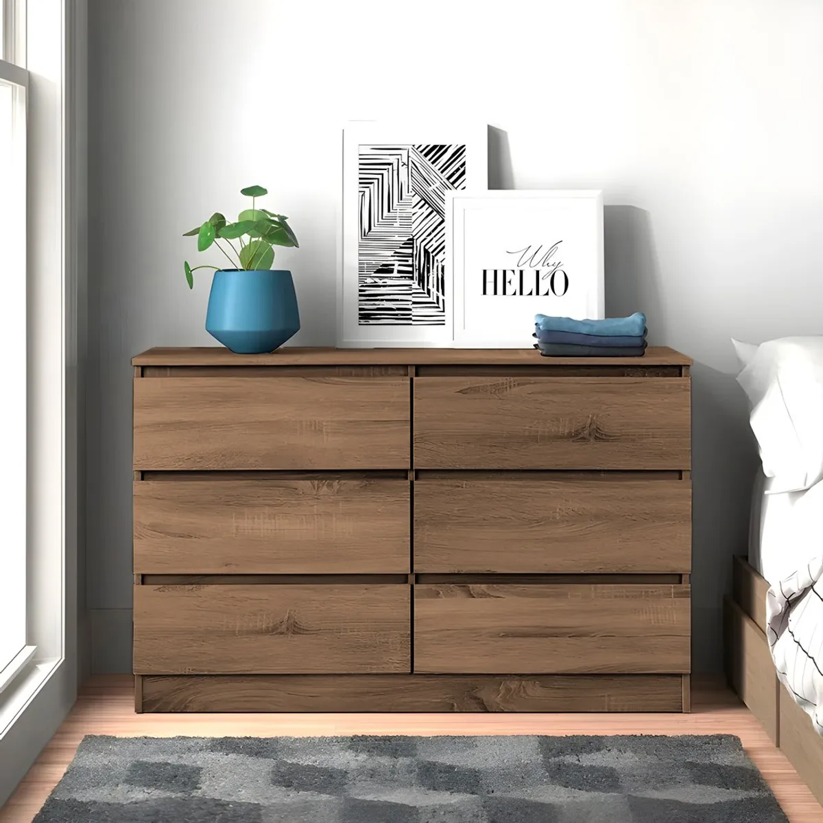 GENERICO - Cómoda Francine 6 Cajones Bellota 100 cm Huk