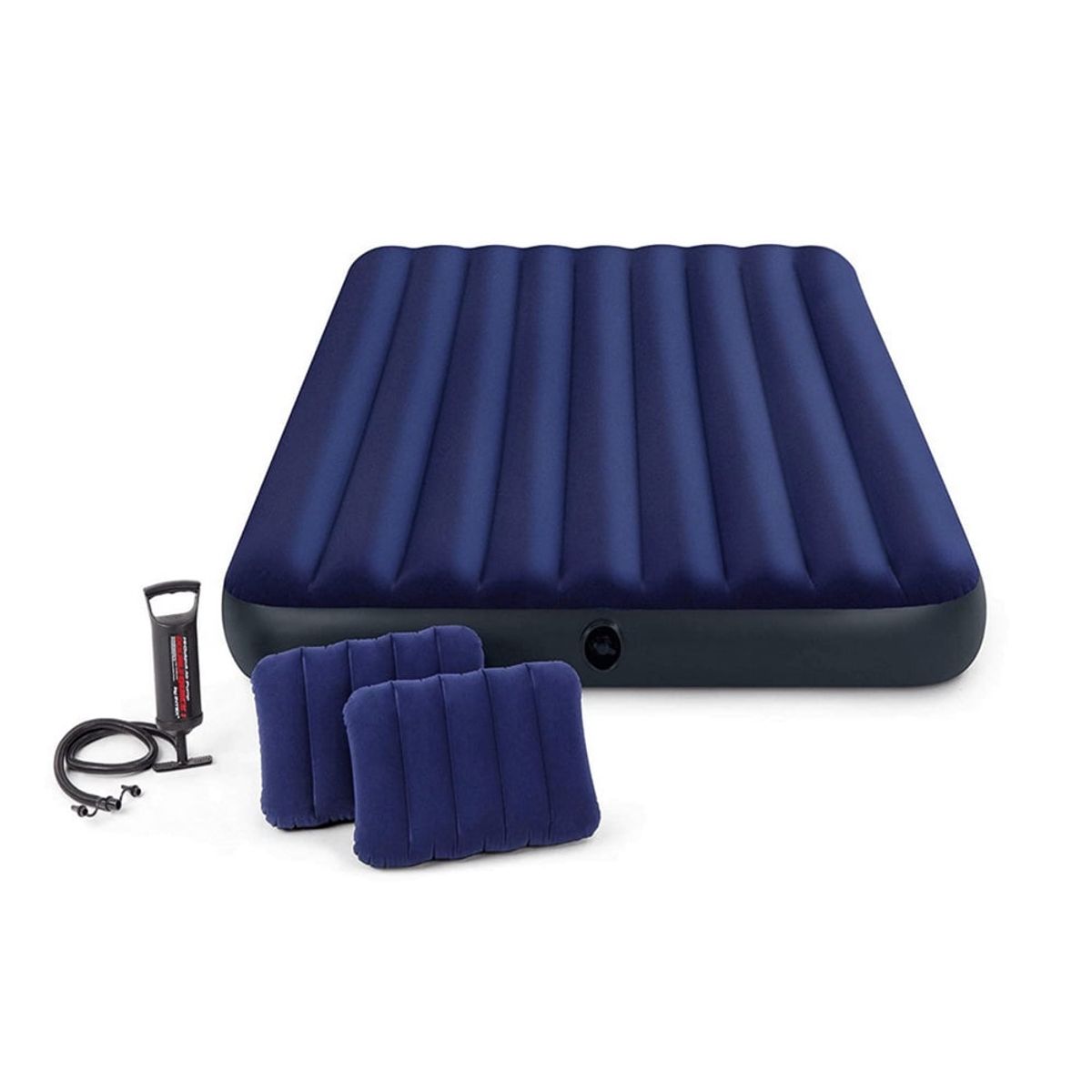 INTEX - Colchón Inflable Queen+ Inflador + 2 Almohadas Camping