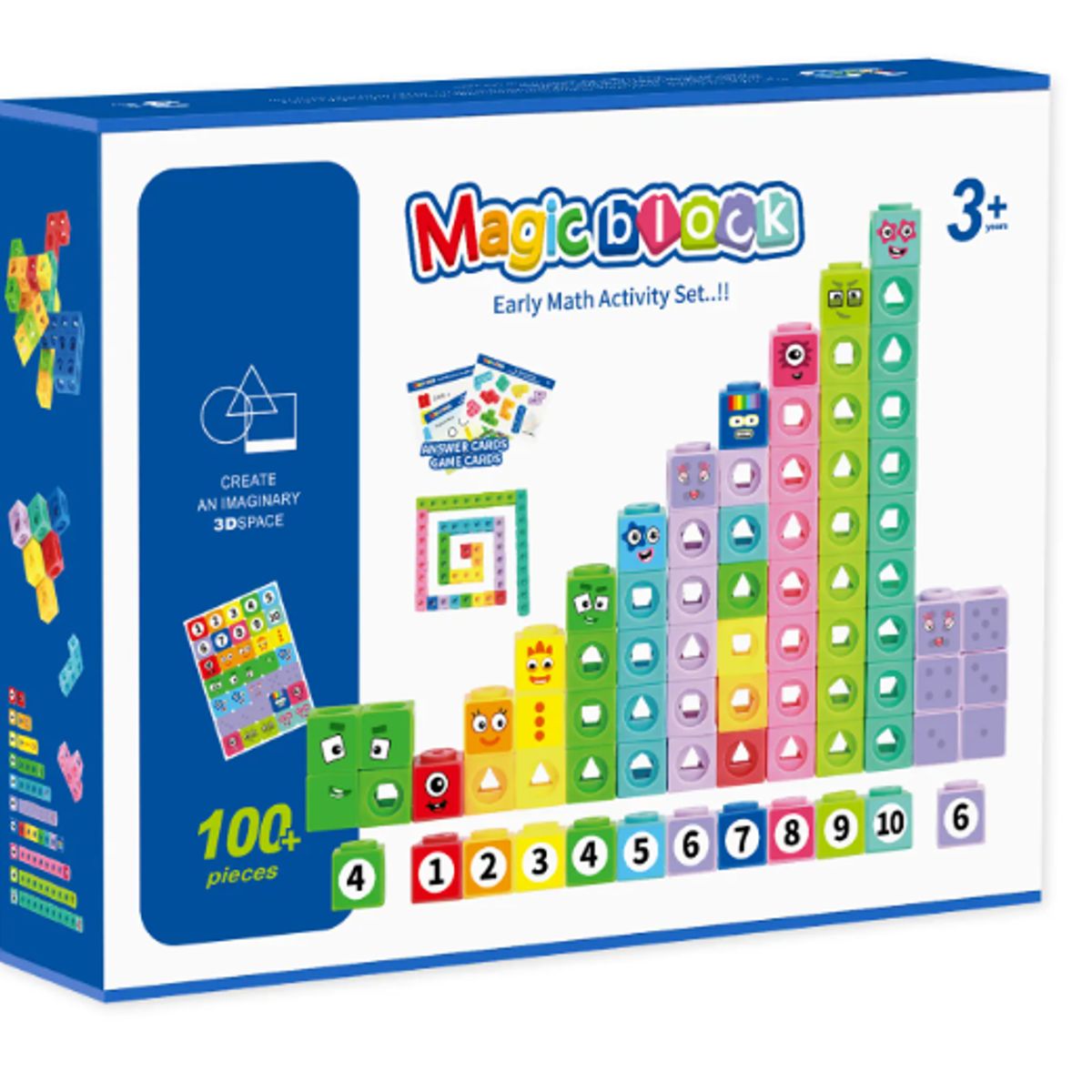 GENERICO - Bloques encajable de colores para matemática de 100 pcs