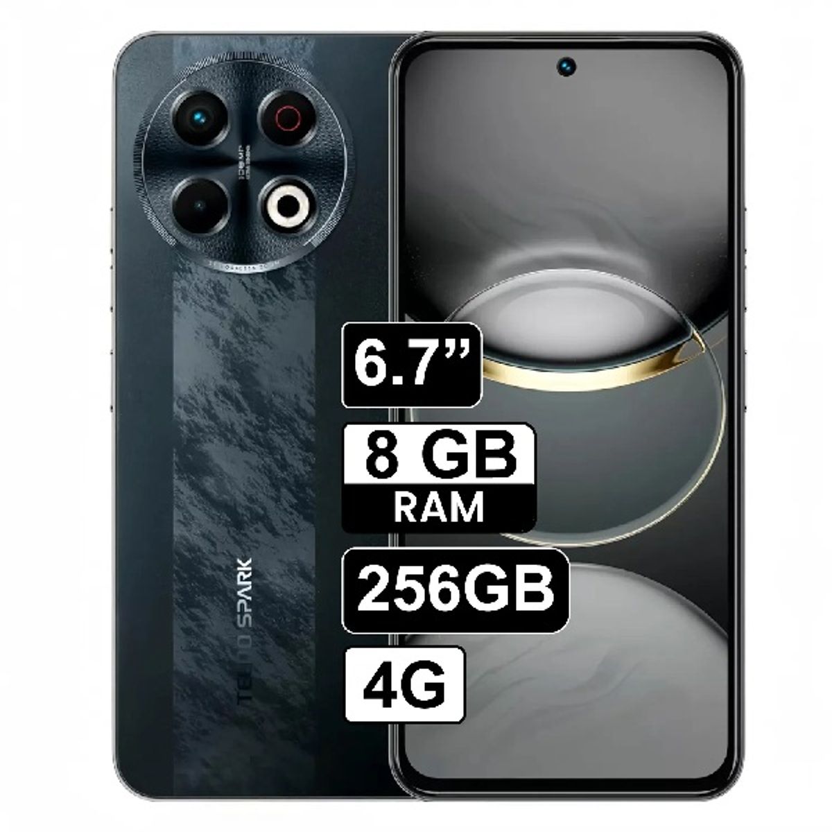 TECNO MOBILE - SMARTPHONE Tecno Spark 30 PRO  KL7  256GB ROM+ 16GB RAM (8GB +8GB RAM EXTENDIDA)  OBSIDIAN EDGE