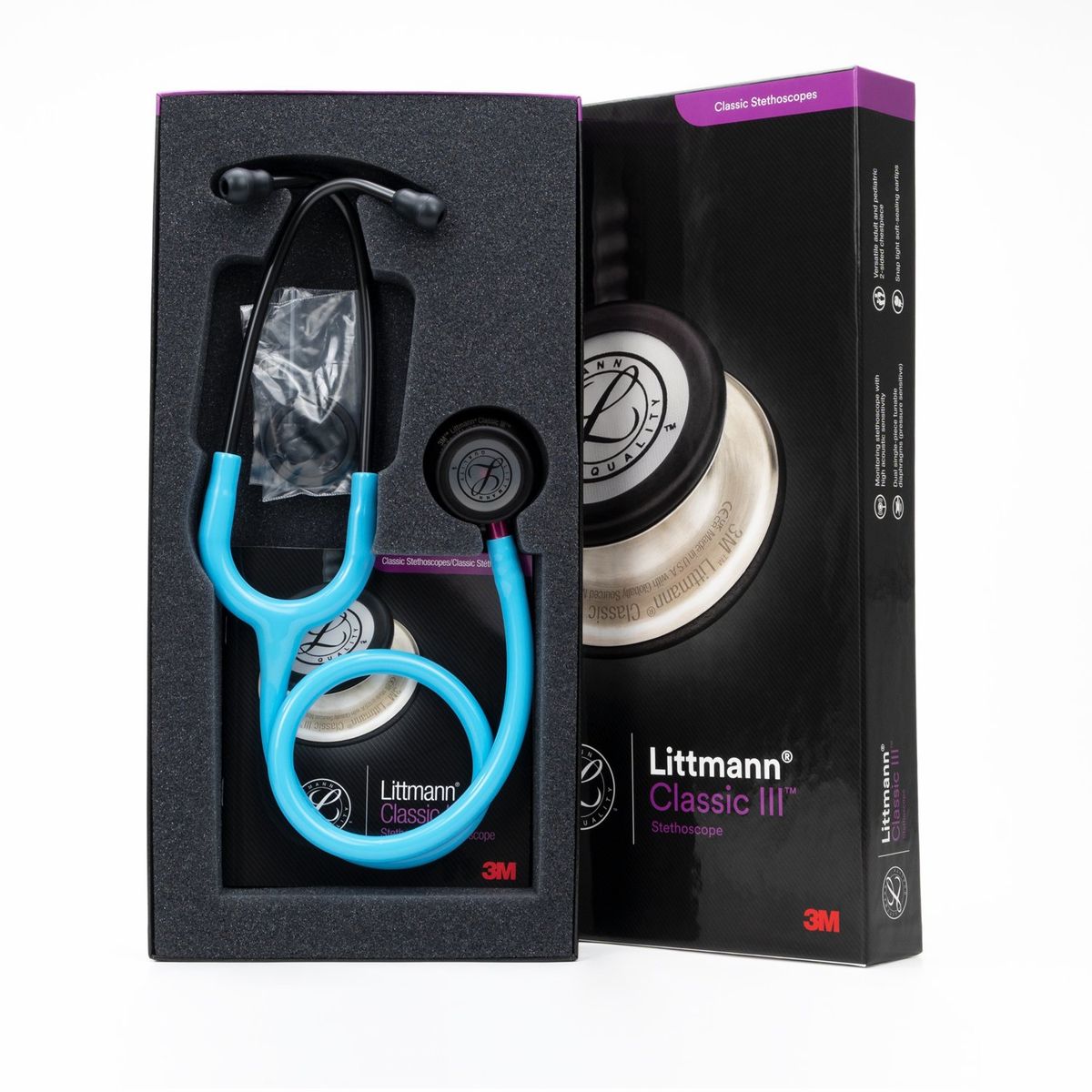 LITTMANN - Estetoscopio Littmann® Classic III™ - Turquesa - Smoke Chestpiece - Código 5872