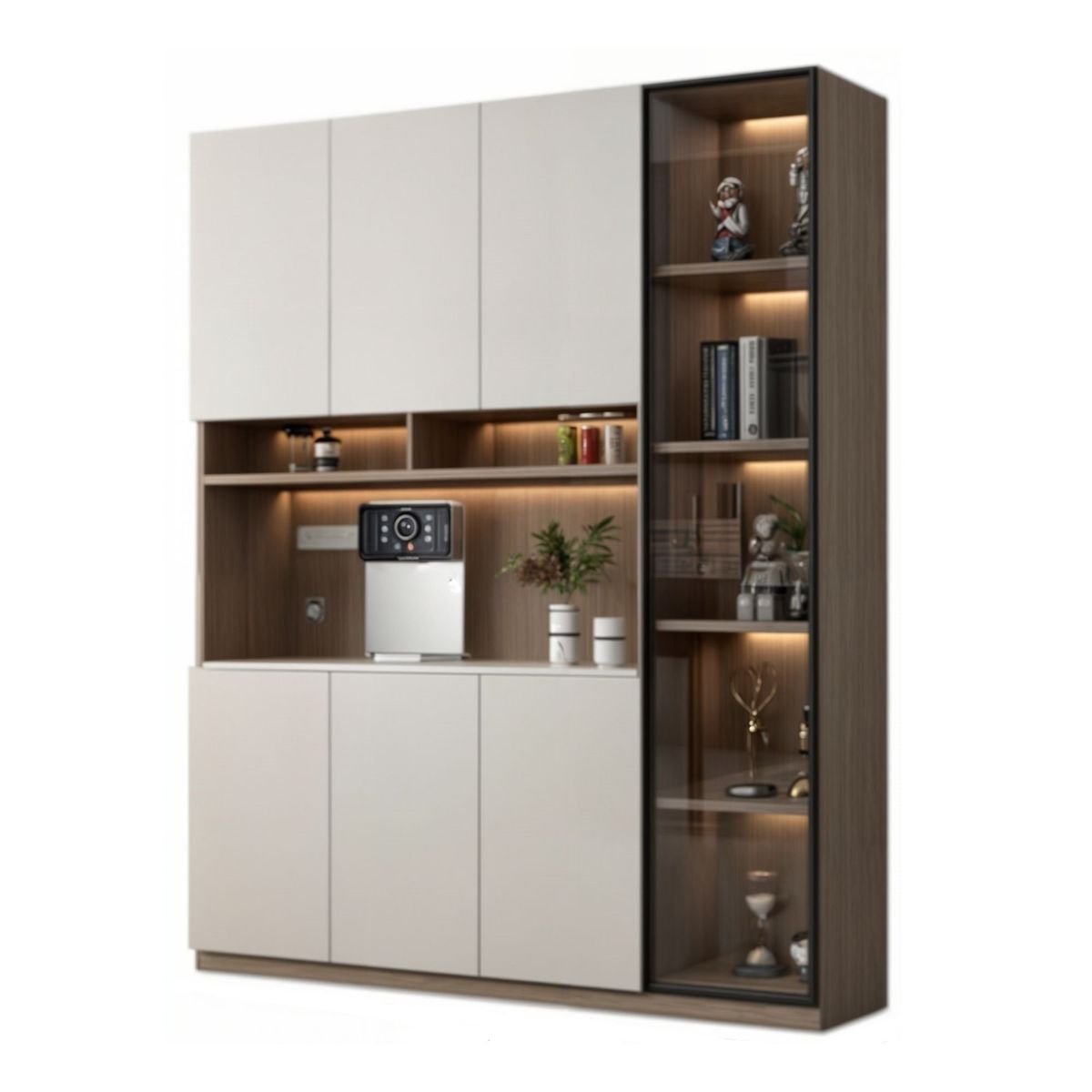 GENERICO - Vitrina Patricia Moderna Iluminada - Marrón y Capri