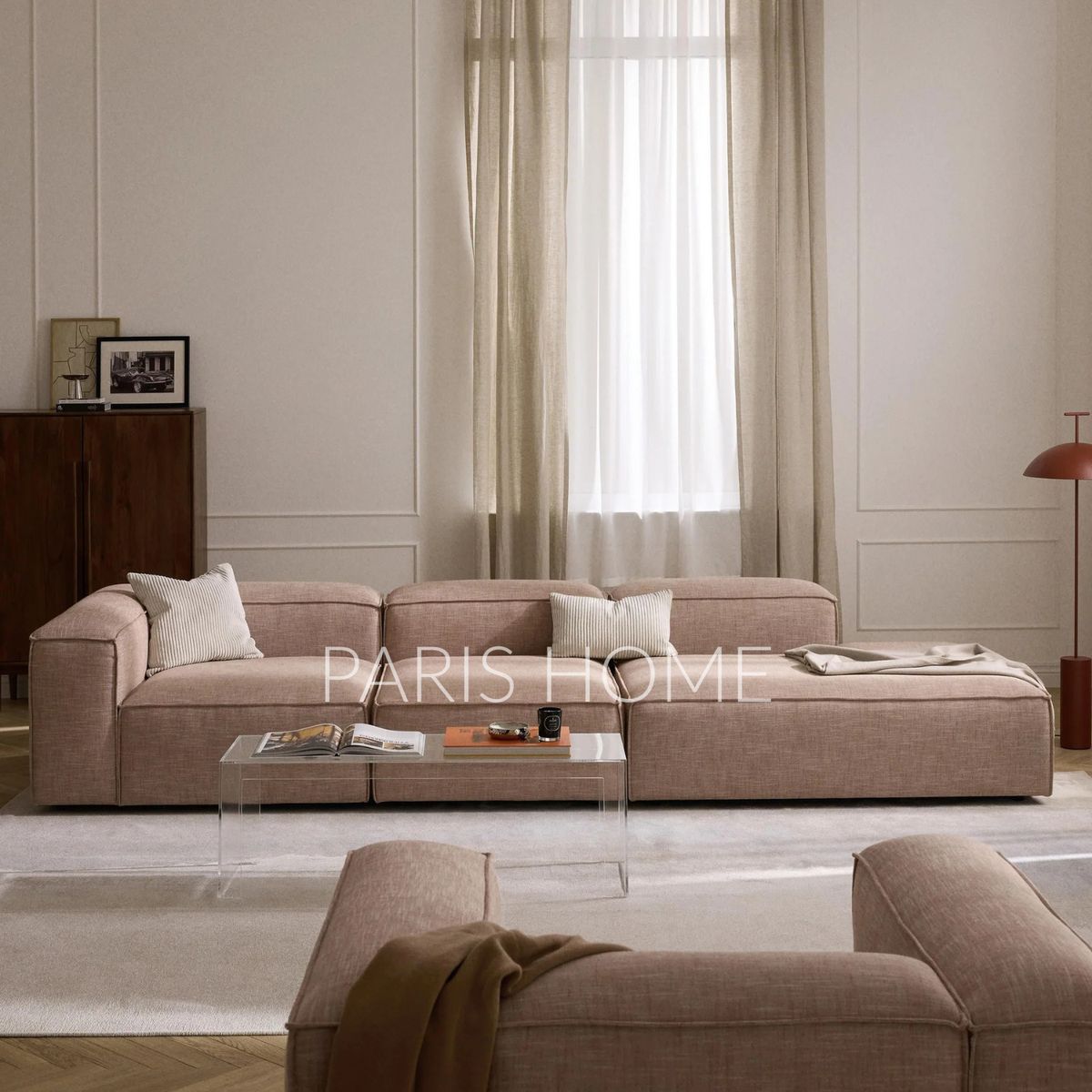 GENERICO - Seccional Izquierdo Divan Modular Grande Monarch Lino - Rojo Oxido