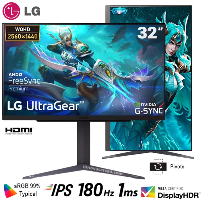 LG - Monitor LG 32GS75Q-B 32 UltraGear IPS QHD 180Hz 1ms G-Sync