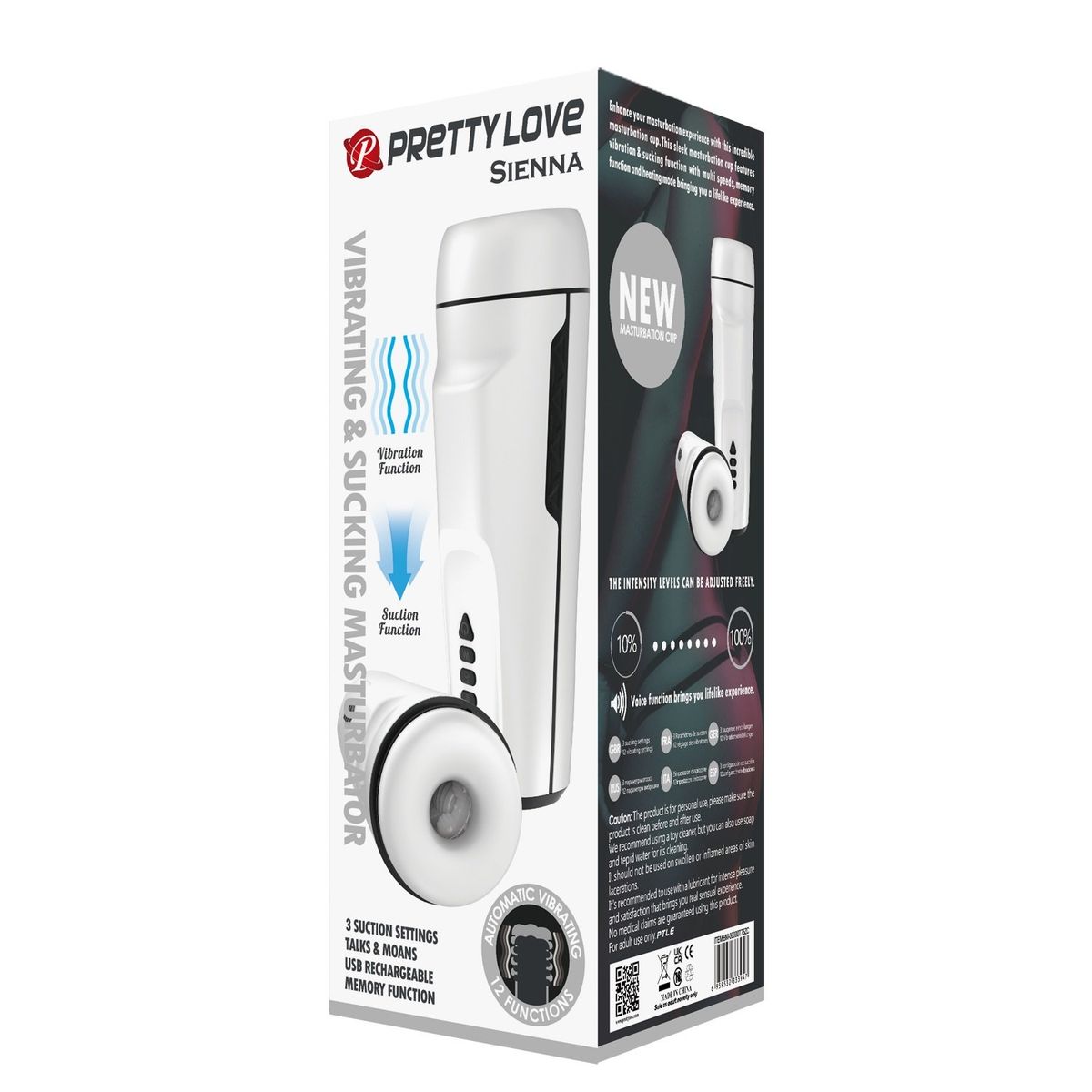 PRETTY LOVE - Masturbador Vibrador Automático Hombre Sienna Succión y Vibración USB