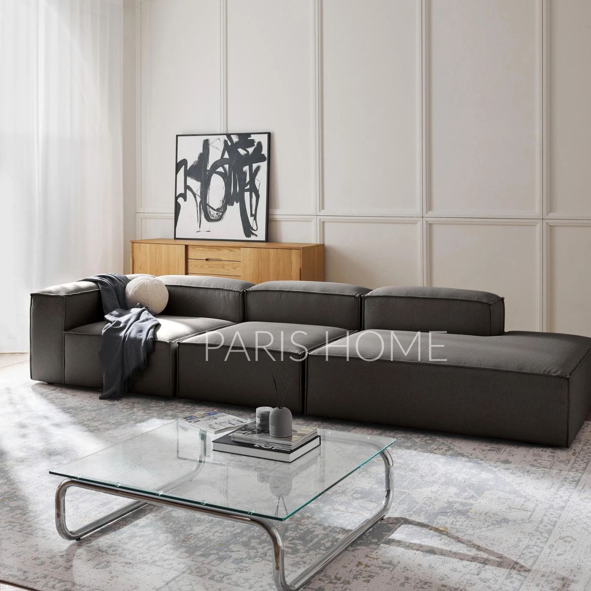 GENERICO - Seccional Izquierdo Divan Modular Grande Monarch Tejido - Gris Oscuro