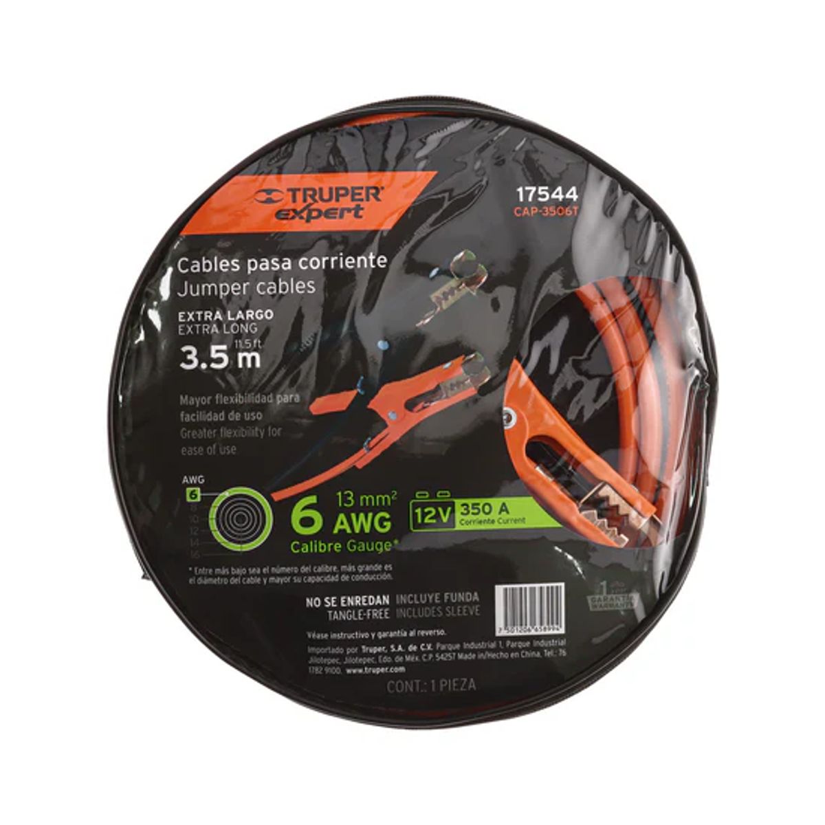 TRUPER - Cable para Batería 350AMP  6AWG  3. 5m Pinza Cocodrilo